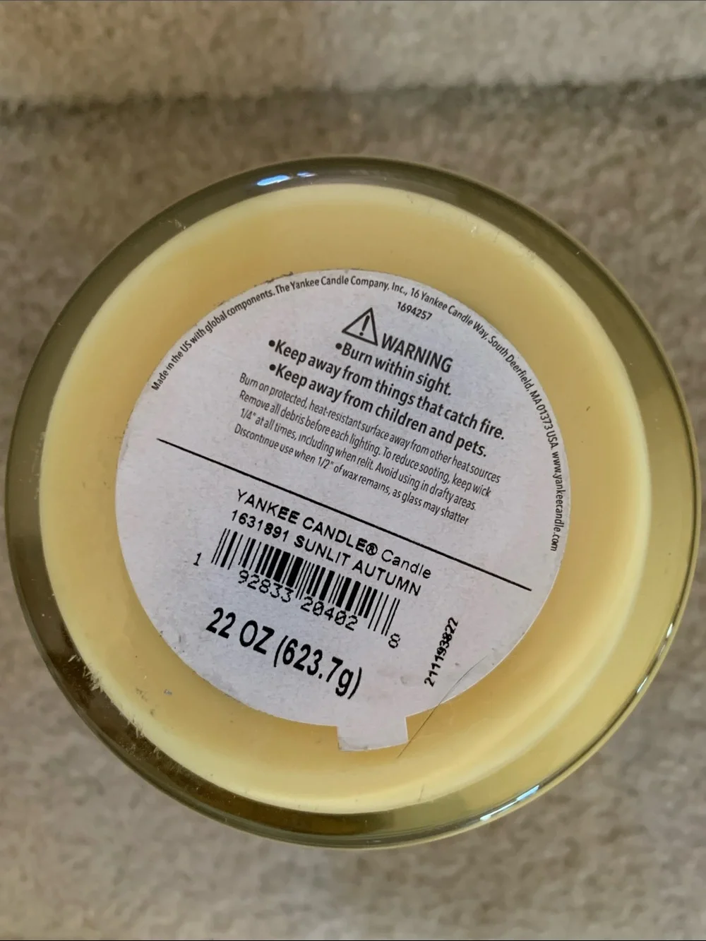 New Yankee Candle Sunlit Autumn Jar Candle - Pale Yellow